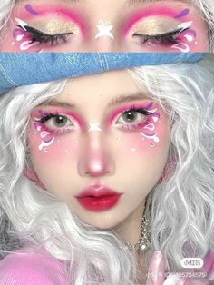 Makeup Layout, Drag Make-up, Makeup Inspired, Pink Eye Makeup, Doll Eye Makeup, Cute Eye Makeup, Eye Makeup Styles, Makeup Face Charts, Graphic Makeup