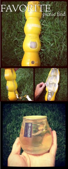 a collage of photos showing how to use a plastic bottle