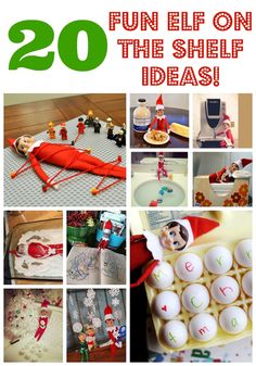 a collage of photos with santa hats and other items on them, including golf balls