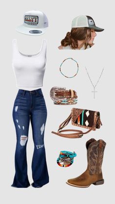 Traje Cowgirl, Country Summer Outfits, Country Outfits Women, Cute Cowgirl Outfits, Casual Country Outfits, Cowgirl Style Outfits, Cowgirl Fashion, Southern Outfits, Country Style Outfits