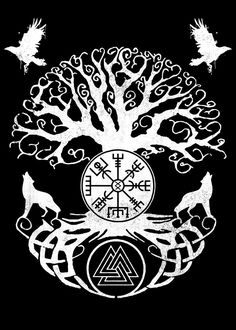 the tree of life with two birds flying around it