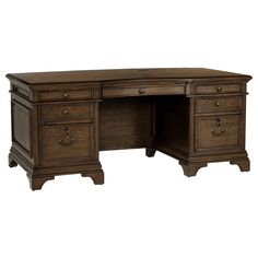 an antique style desk with two drawers