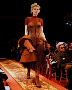 Jean Paul Gaultier Brown Corset Dress with Cone Bra and Fringed Hem, fw 1990 For Sale at 1stDibs Brown Corset Dress, Jean Paul Gaultier Corset, Gaultier Corset, Bra Corset, Brown Corset, Brown Satin, Cone Bra, Paul Gaultier, Jean Paul