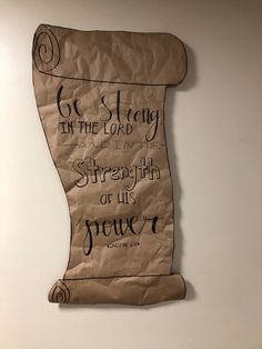 a piece of paper that has some writing on it with the words, be strong in the lord and strength of his power