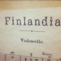 an old sheet music with the word finlandia written in black ink on it