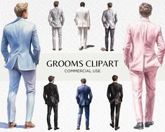 a group of men in suits standing next to each other with the words, grooms clipart commercial use