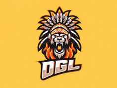 an image of a lion with the word dgl on it's face and flames coming out of its mouth