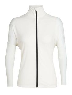 a women's white jacket with black zippers