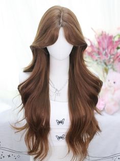 Get the perfect mix of sophistication and playfulness with our wavy long synthetic wig in a rich brown shade. This stunning wig features stylish curtain bangs that add a touch of effortless charm to your look.   Please note that this product includes only the wig. Garment Size SizeFree SizeHair Length65-70 Korean Wigs, Brunette Wigs, Heatless Curls Short Hair, Wig With Curtain Bangs, Pretty Hair Cuts, Wigs Brown, Cool Hair Designs, Cute Quick Hairstyles, Hair Inspiration Long