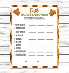 fall scatterbories printable game