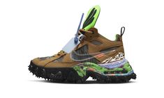 The Off-White x Nike Air Terra Forma “Wheat” is one of two debut colorways of the late-Virgil-Abloh-designed silhouette.  Heavily inspired by classic Nike hiking boots, the Air Terra Forma was one of the last models designed by Abloh along with his Off-White team.  The bold silhouette features a mid-top boot design in the classic “Wheat” color scheme with a suede and heavy canvas upper, extra-chunky sole unit with visible Nike Air in the heel, multicolor marbled foam midsole, and ample tread on Nike Dunk High, Nike Shox, Man Logo, Air Jordan 3, Mens Nike Air, 12th Man, Jordan 5, Jordan 3, Nike Cortez