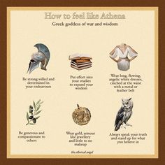 an image of how to feel like athena info sheet with pictures and words