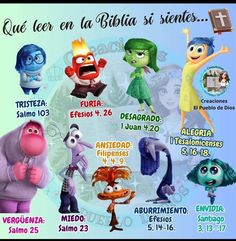 an advertisement for the spanish children's movie, inside out with characters from various films