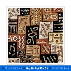 an image of some kind of art on the wall with text that reads, small stickers buy 10 get 50 % off