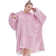 Color: Light Pink Fluff Blanket Hoodies, Pink Hooded Blanket, Blanket Hoodie Pink, Blanket Oodies, Blanket With Sleeves, Sweatshirt Blanket, Comfortable Pajamas, Blanket Sweater, Winter Hoodies