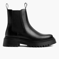 Women's Legend Platform Chelsea Boot In Black Leather - Thursday Outfits To Wear With Boots, Thursday Boots Women, Europe Wardrobe, Thursday Boot Company, Thursday Boots, Wardrobe Architect, Everyday Boots, Platform Chelsea Boots, Snow Outfit