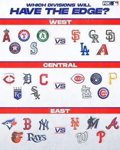 an advertisement for the mlb baseball team, which division will have the edge? and central or east?