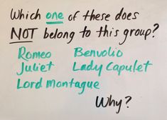 a white board with writing on it that says which one of these does not belong to this group?