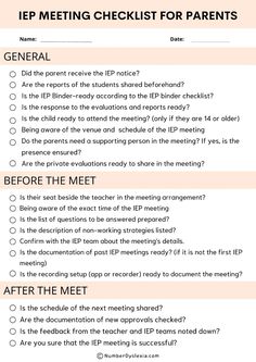 a checklist for parents is shown in this image