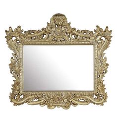 an ornate gold framed mirror on a white background with clipping for text or image