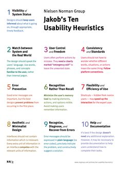 the info sheet for jakob's ten usability heuristics