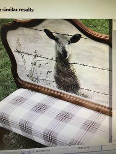 an image of a sheep in the back of a chair