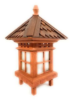 a small wooden lantern on a white background