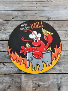 a sign on the side of a building that says, let's do crab boil