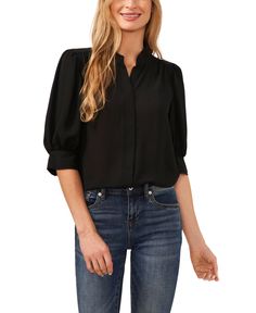 in stock Cropped Button Up Shirt, Cap Sleeve Sweater, Professional Wardrobe, Elbow Length Sleeve, Button Front Shirt, Crop Shirt, Mandarin Collar, Denim Top, Womens Clothing Tops