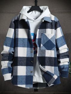 Cooler Look, Hooded Sweatshirt Men, Mens Plaid, Hooded Shirt, Mens Hooded, Outfit Casual, Casual Sweatshirt, Long Sleeve Casual, Hoodie Jacket