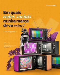 an advertisement for the spanish television program, which is being advertised in various colors and sizes