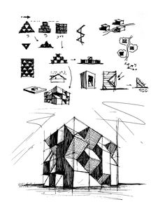 an image of some kind of architecture that looks like it has been drawn on paper