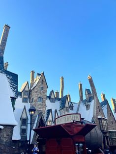 the wizard's castle at universal studios during winter