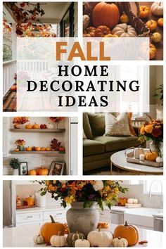 a collage of fall home decor ideas