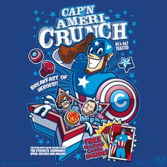 captain america crunch poster with the caption's name and images for each character