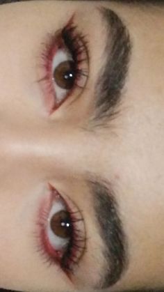 Eye Makeup For No Eyelids, Simple Eyeliner And Mascara Look, Easy Makeup Inspiration, Red Wing Eye Makeup, Makeup Ideas For Downturned Eyes, Brown Eyes With White Eyeliner, Burgundy Eye Makeup Green Eyes, Masquerade Eye Makeup Under Mask, Makeup Ideas For Dark Brown Eyes