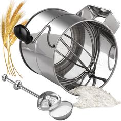 PRICES MAY VARY. Larger capacity - Flour sifter can holds 8 cup flour or powdered sugar, 5 cups more than the most 3 cups sifters. It makes home baking easier. Hand Crank Sifter - Compared with the traditional hand shaking baking sifters and hand squeeze sifters is easier to operate and less effort. Powdered sugar duster - this sugar shaker is great for dusting cocoa powder and powdered sugar on desserts or dust flour on the bread. Stainless steel flour sifter - Fine sifter for baking is made en Flour Sifter, Cake Decorating Set, Shake N Bake, Dough Scraper, Pastry Blender, Nordic Ware, Hand Crank, Mesh Screen, Black Floor Lamp