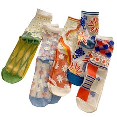 PRICES MAY VARY. ❥【Size & Packing】Medium Size. Fits for US women shoe size 5-9. It contains 5 Pairs transparent see through lace mesh high ankle sheer crew socks with different patterns. ❥【SMOOTH MATERIAL】Nylon, cotton, which ensures our socks soft, comfortable, stretchy, lightweight and breathable. Sheer see through lace on the top, easy for air ventalation, let you feel cool. Lightweight, like a peice of feather on your feet. Enforced cotton heel and toes, make socks last long. ❥【SHEER SOCKS W Fairy Tales Aesthetic, Cottagecore Accessories, Women Socks Fashion, Crystal Lace, Nylon Dress, Aesthetic Cottagecore, Sheer Socks, Print Socks, Cottagecore Fashion