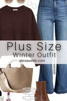 Plus Size Sweaters For Women, Plus Size Flair Jeans Outfit, Size 12 Winter Outfits, Plus Size Jeans Outfit Winter, Wide Leg Jeans Outfit Winter Plus Size, Winter Plus Size Outfits Casual, Size 14/16 Outfit Ideas Fall, Plus Size Looks For Winter, Flare Jeans Fall Outfit