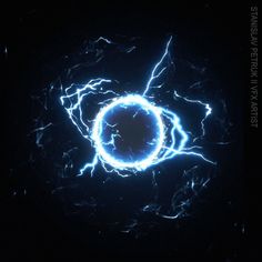 an image of a circular object in the sky with lightning coming out of it's center