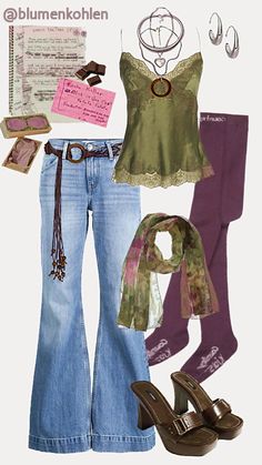 #y2kaesthetic #witchyvibes #aestheticoutfit #autumnoutfitidea #earthygirl Earthy Witch Aesthetic Outfit, Cute Whimsigoth Outfits, Aesthetic Earthy Outfits, Early 2000s Boho Fashion, Y2k Witch Outfit, Emo Earthy Outfits, Practical Magic Clothing Aesthetic, Spiritual Outfits Aesthetic, 2000s Witchy Fashion