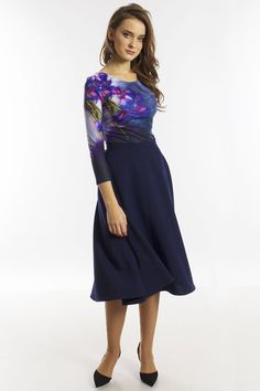 "Dark blue circle skirt. Midi circle skirt full length skirts in many colors. ➤ Features > Skirt length: 65cm / 25.6\", including belt 2.5cm (1''). > Circle skirt > Knee length > Zipper on the side > With lining ➤ Sizing My Size Guide in FAQ section below will help you define the perfect size match. The item can also be made according to your measurements - just message them to me. ➤ Delivery Your item is made-to-order and will be ready within 2-7 days. Average delivery times: &gt Blue Party Dress With Flared Skirt, Blue Flared Skirt Party Dress, Elegant Wrap Skirt For Spring, Blue Long Sleeve Dress With Pleated Skirt, Evening Flared Wrap Skirt For Spring, Blue Flared Dress, Blue Dresses With Flowy Flared Skirt, Blue Flared Dress With Flowy Skirt, Blue Flared Evening Dress