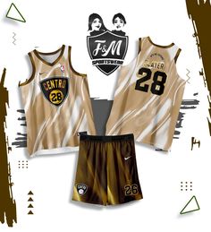 two basketball uniforms with the number 28 on them and an image of a woman's head