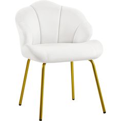 a white chair with gold legs on a white background