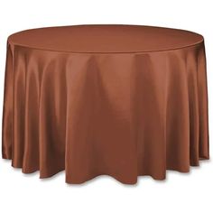 a round table with a brown cloth on it