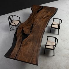 KAZANA HOME Cuved Live Edge Walnut Black Epoxy Table Live Wood Table, Live Edge Wood Dining Table, Black Epoxy Table, Custom Wood Dining Table, Live Edge Walnut Dining Table, Epoxy Resin Dining Table, Top Types, Wood Slab Dining Table, Wood Conference Table