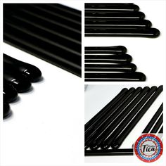 black plastic tubes are lined up and ready to be used in the kitchen or barbeque