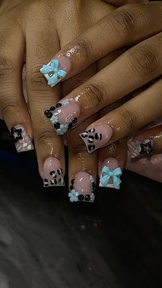 Short Acrylic Nails Blue, Short Junk Nail Designs, Junk Nails, Acrylic Toe Nails, Hard Nails, Girly Acrylic Nails, French Tip Acrylic Nails