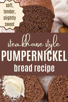 a loaf of pumpkin spice bread with butter on top and the words, tea house style pumpkin spice bread recipe