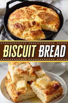 biscuit bread on a plate with the words biscuit bread above it